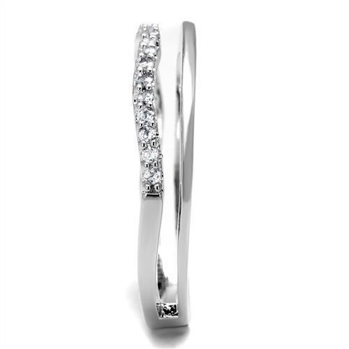 3W1229 - Rhodium Brass Ring with AAA Grade CZ in Clear
