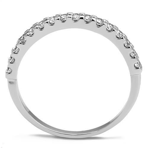3W1232 - Rhodium Brass Ring with AAA Grade CZ in Clear