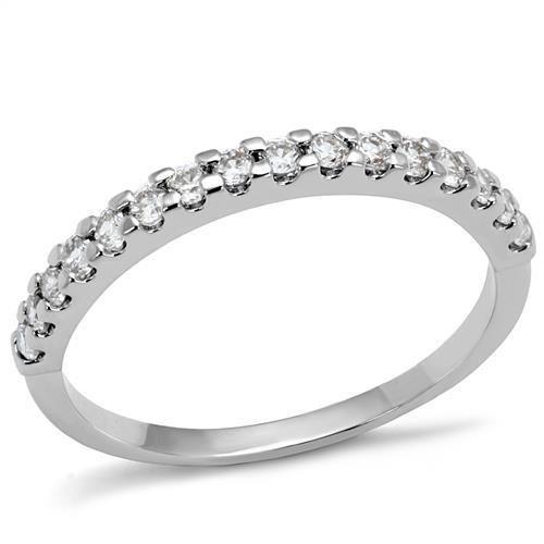3W1232 - Rhodium Brass Ring with AAA Grade CZ in Clear