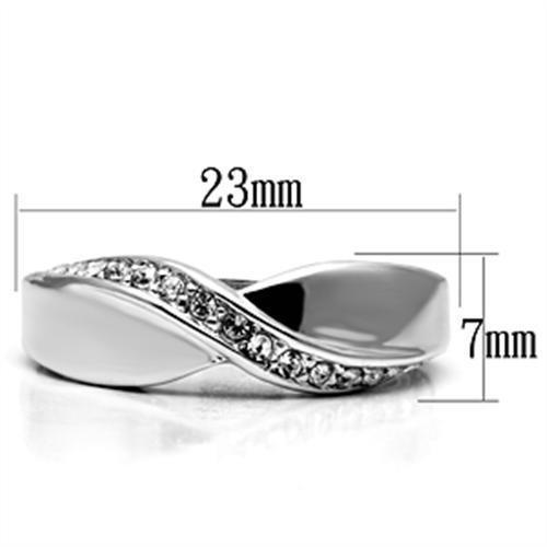 3W264 - Rhodium Brass Ring with Top Grade Crystal in Clear