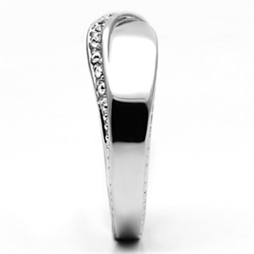 3W264 - Rhodium Brass Ring with Top Grade Crystal in Clear