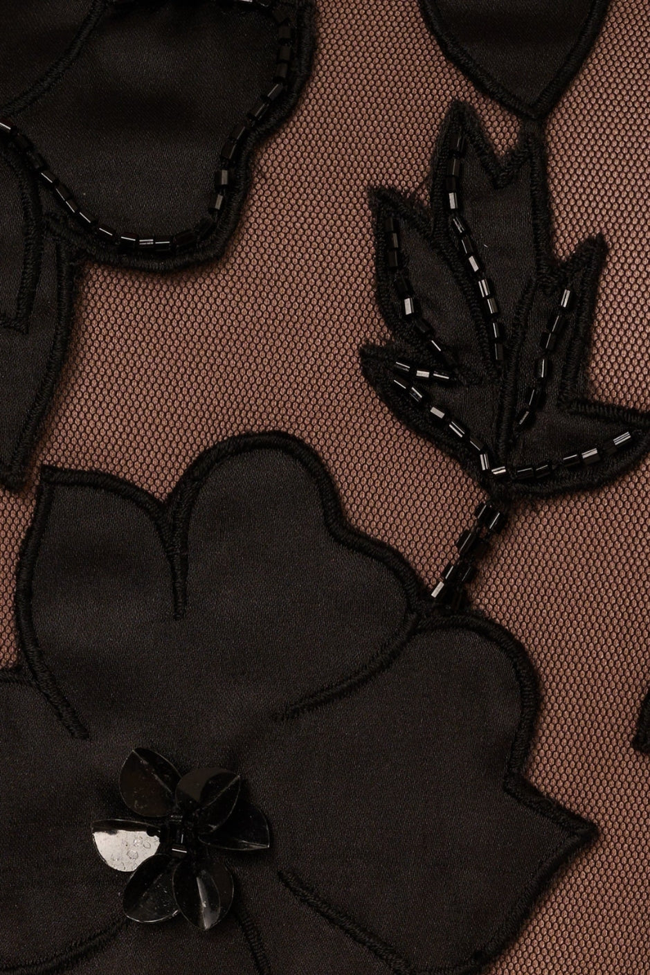 Adrianna Papell Off-the-Shoulder Neckline Sheer Knit Mesh Beaded Sequin Floral Design Fitted Silhouette Column Skirt Dress-3