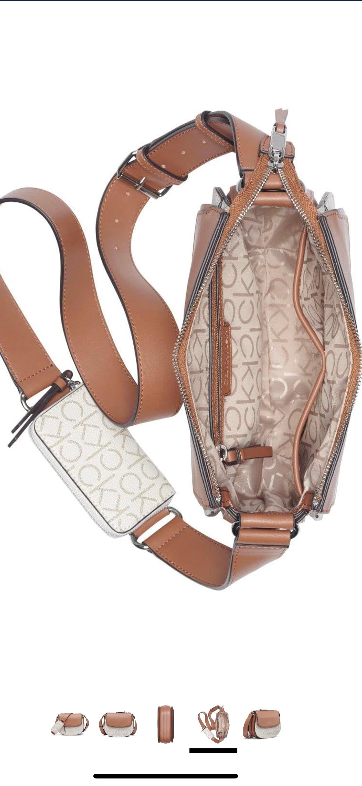 Calvin Klein Bella Novelty Crossbody - Vanilla/Khaki/Caramel Linear