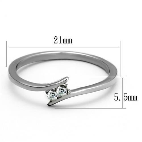 TK2121 - High polished (no plating) Stainless Steel Ring with AAA Grade CZ in Clear