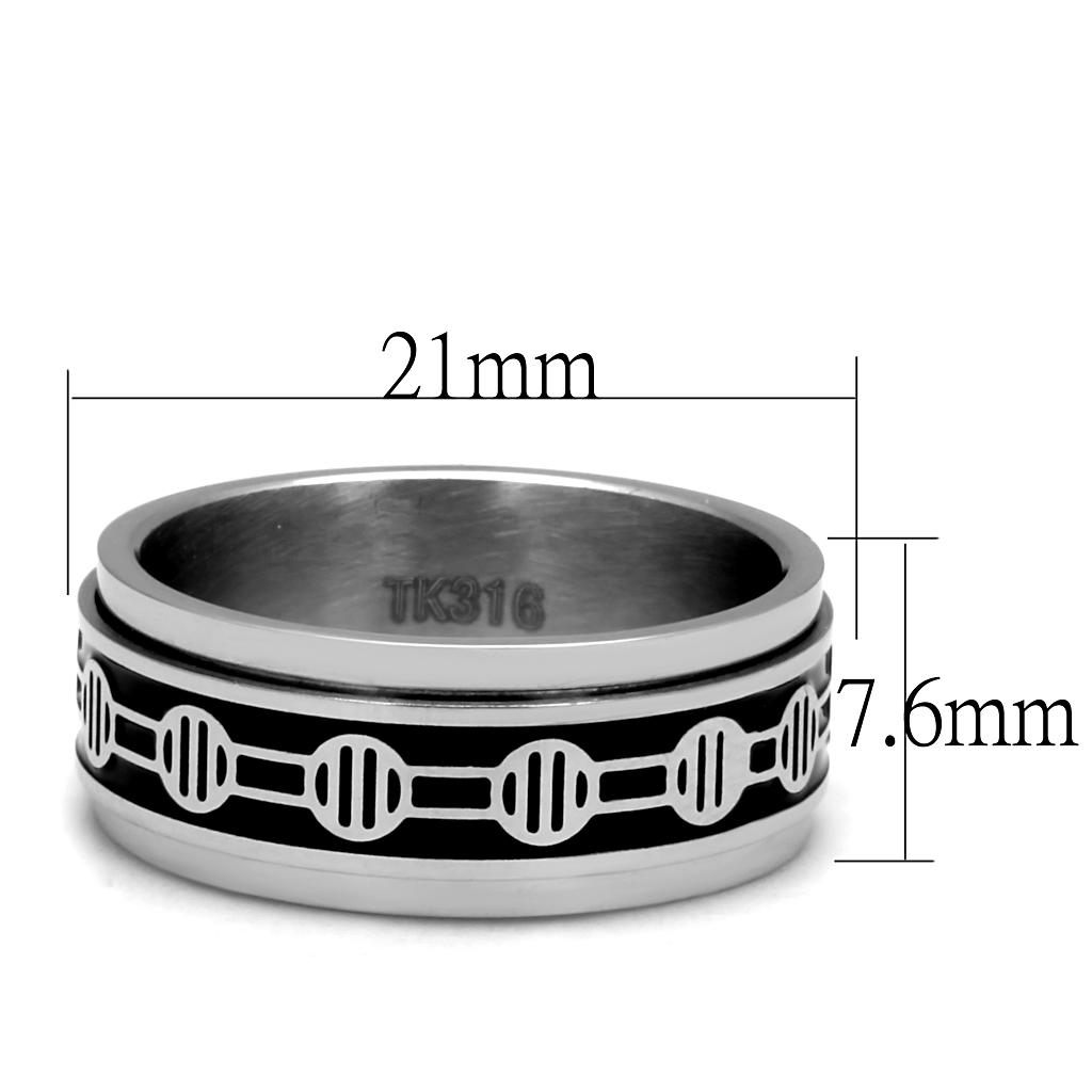 TK2924 - High polished (no plating) Stainless Steel Ring with Epoxy in Jet