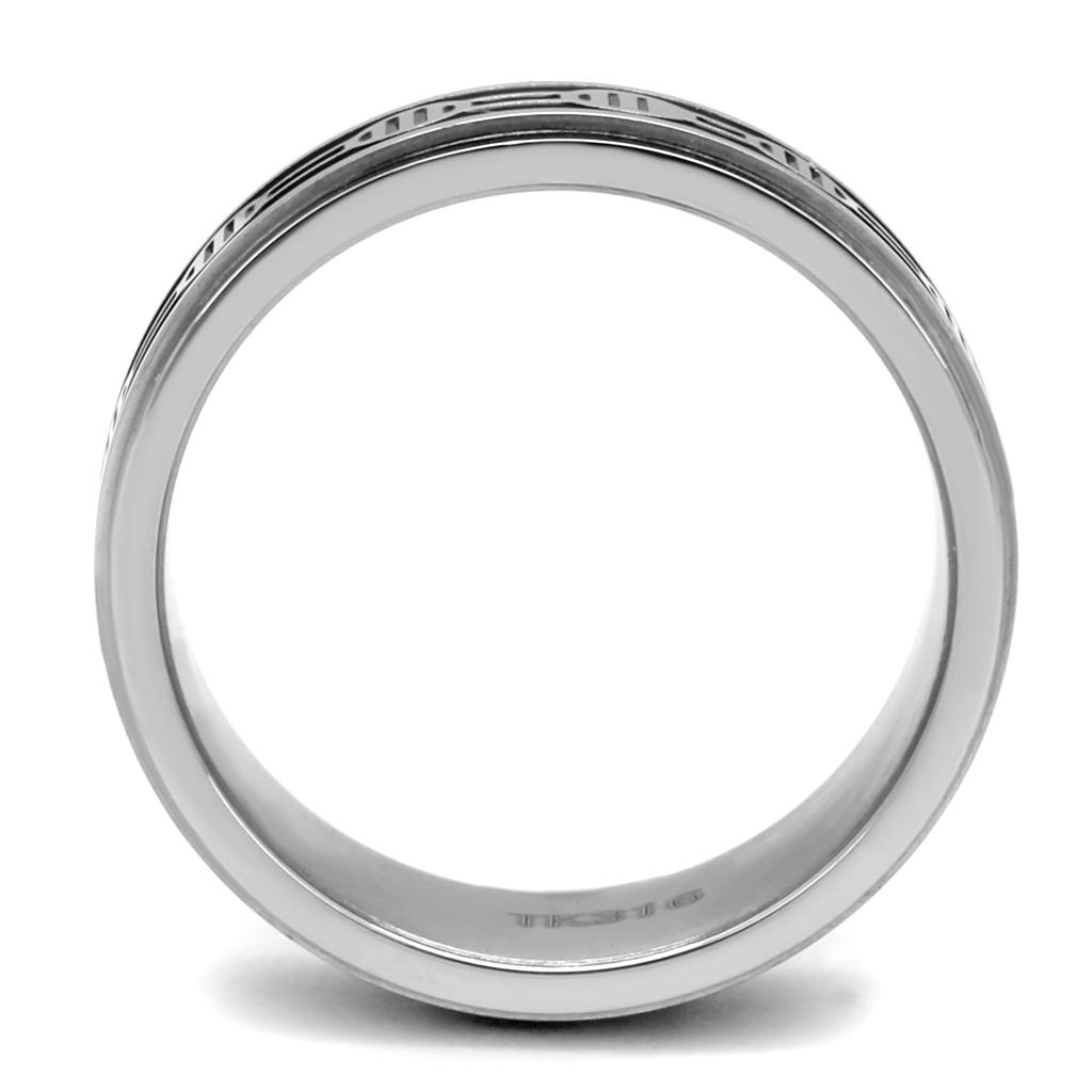 TK2924 - High polished (no plating) Stainless Steel Ring with Epoxy in Jet
