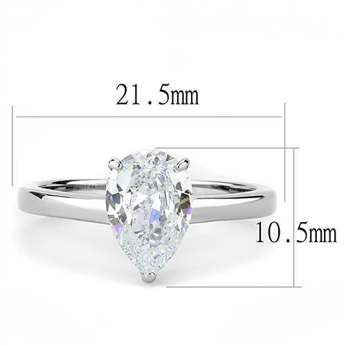 TK3251 - High polished (no plating) Stainless Steel Ring with AAA Grade CZ in Clear