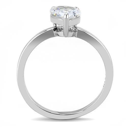 TK3251 - High polished (no plating) Stainless Steel Ring with AAA Grade CZ in Clear