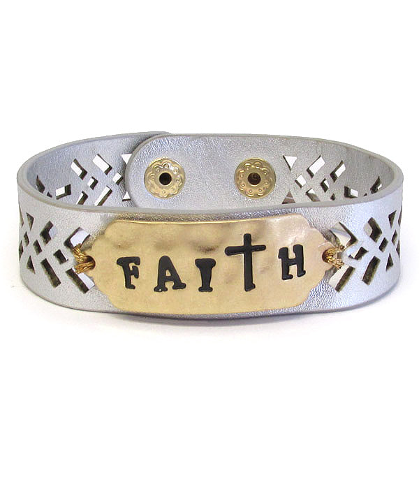 RELIGIOUS THEME LEATHERETTE BRACELET - FAITH-0