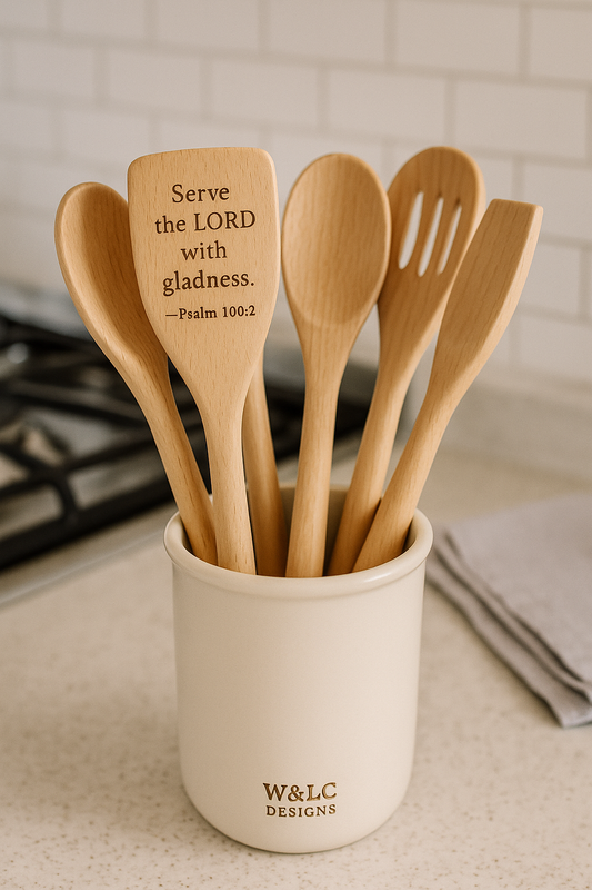 Engraved Scripture Wooden Spoon – Psalm 34:8 | W&LC Word & Wood Collection