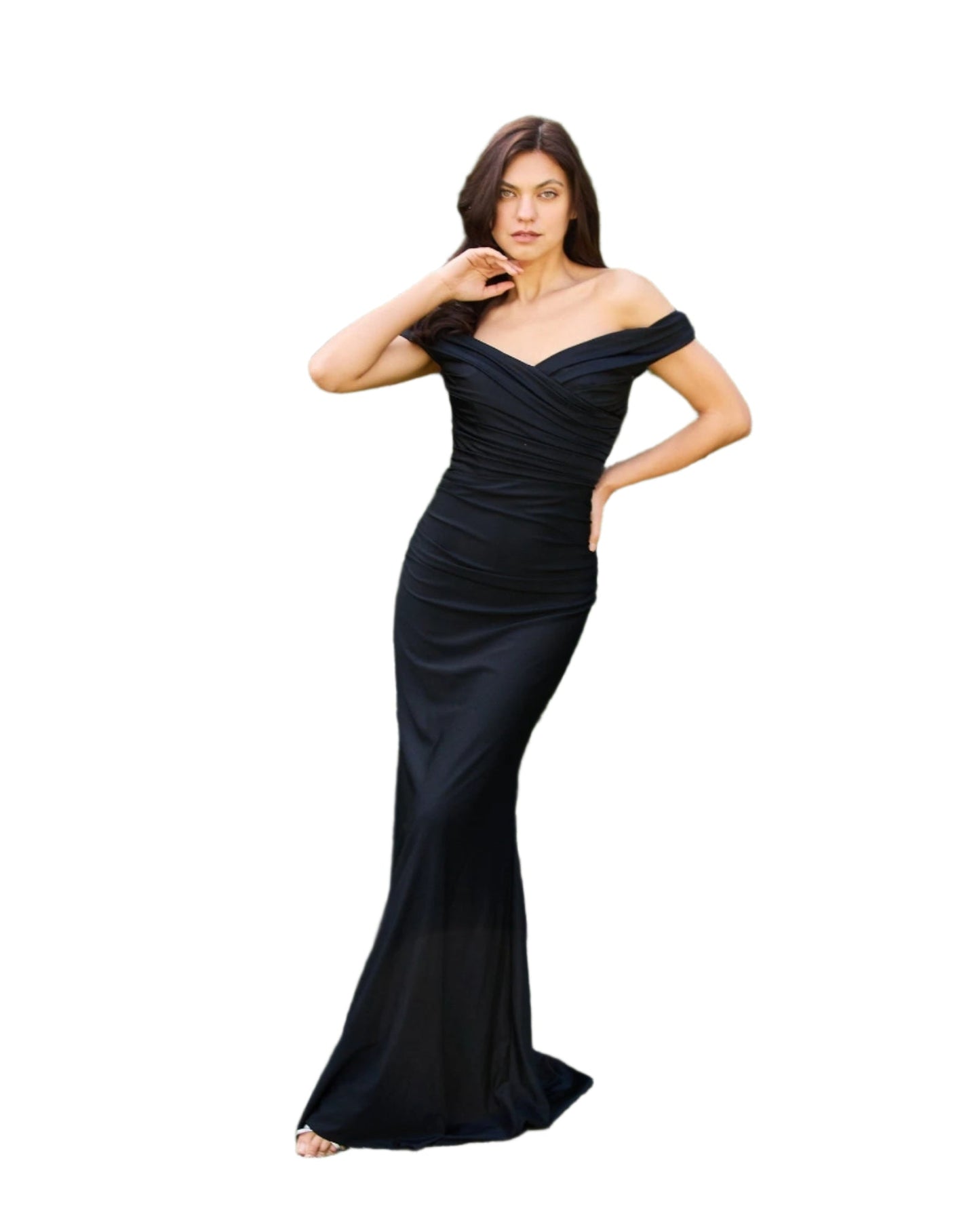 Kos Couture Full-Length Stretch Formal Gown Off Shoulder Dress