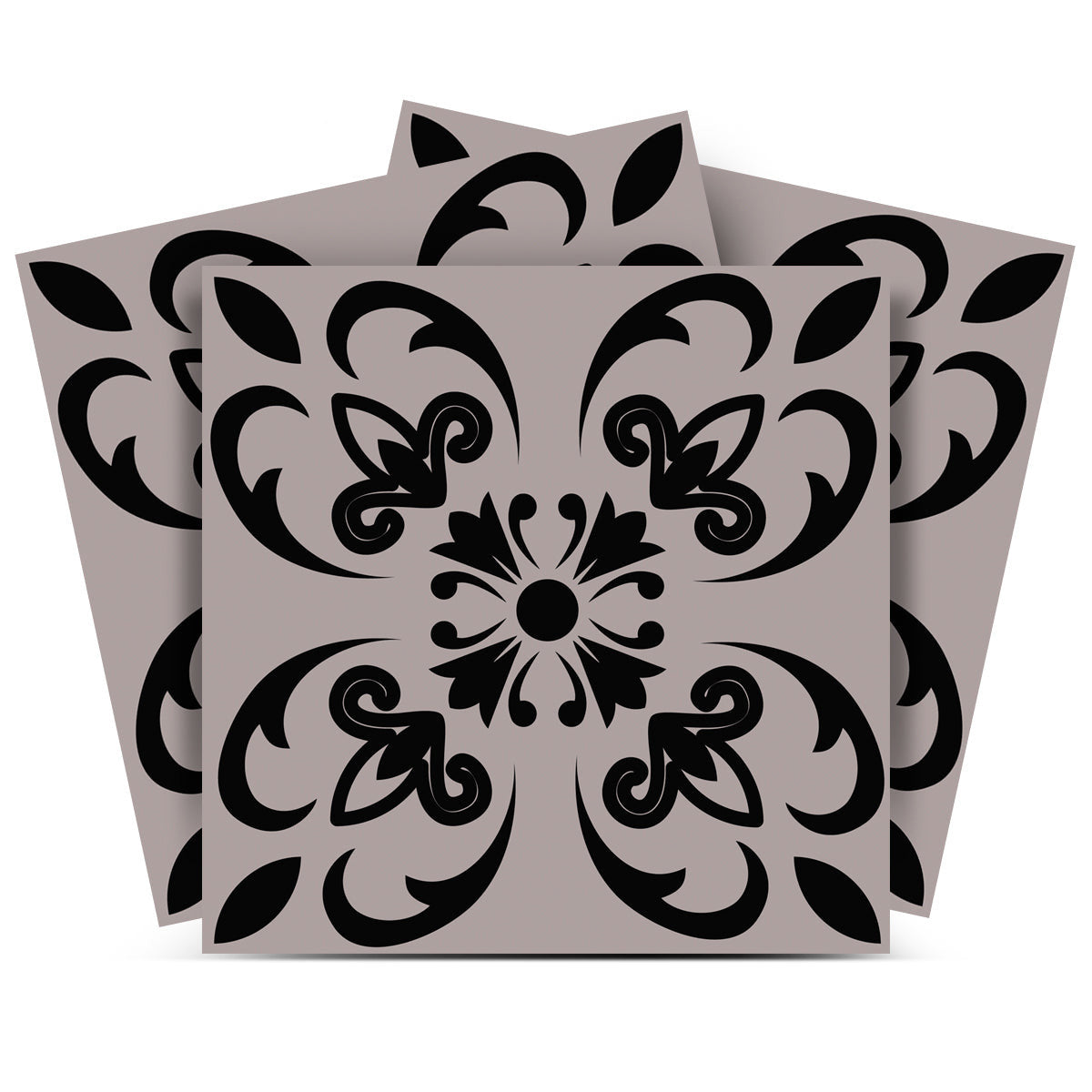 12" X 12" Black and White Orchid Peel and Stick Removable Tiles