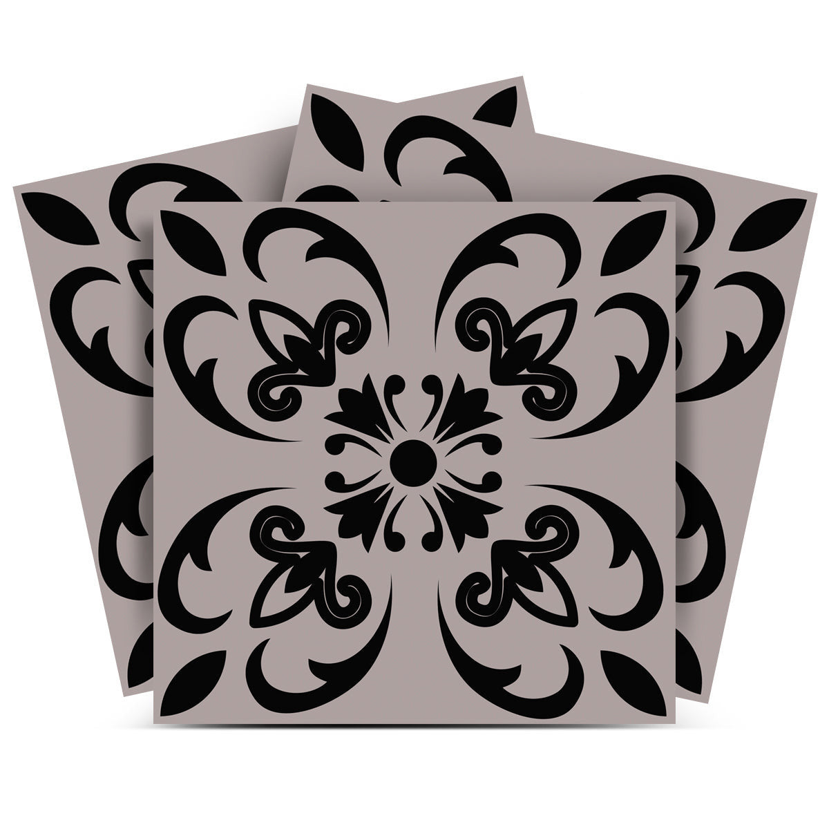 12" X 12" Black and White Orchid Peel and Stick Removable Tiles