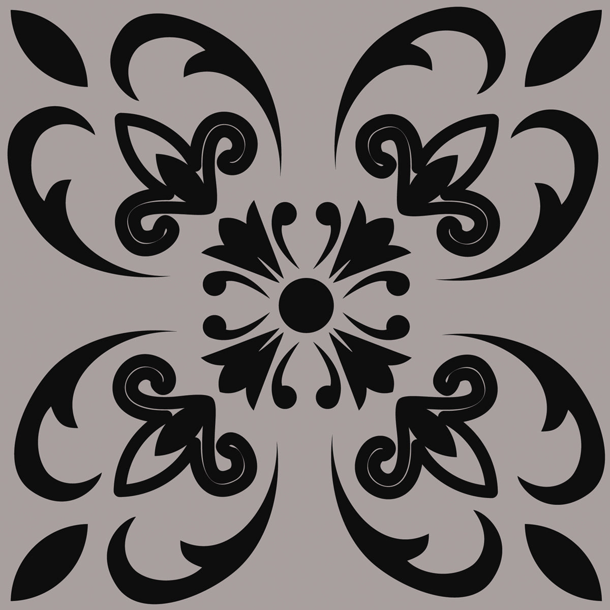 12" X 12" Black and White Orchid Peel and Stick Removable Tiles