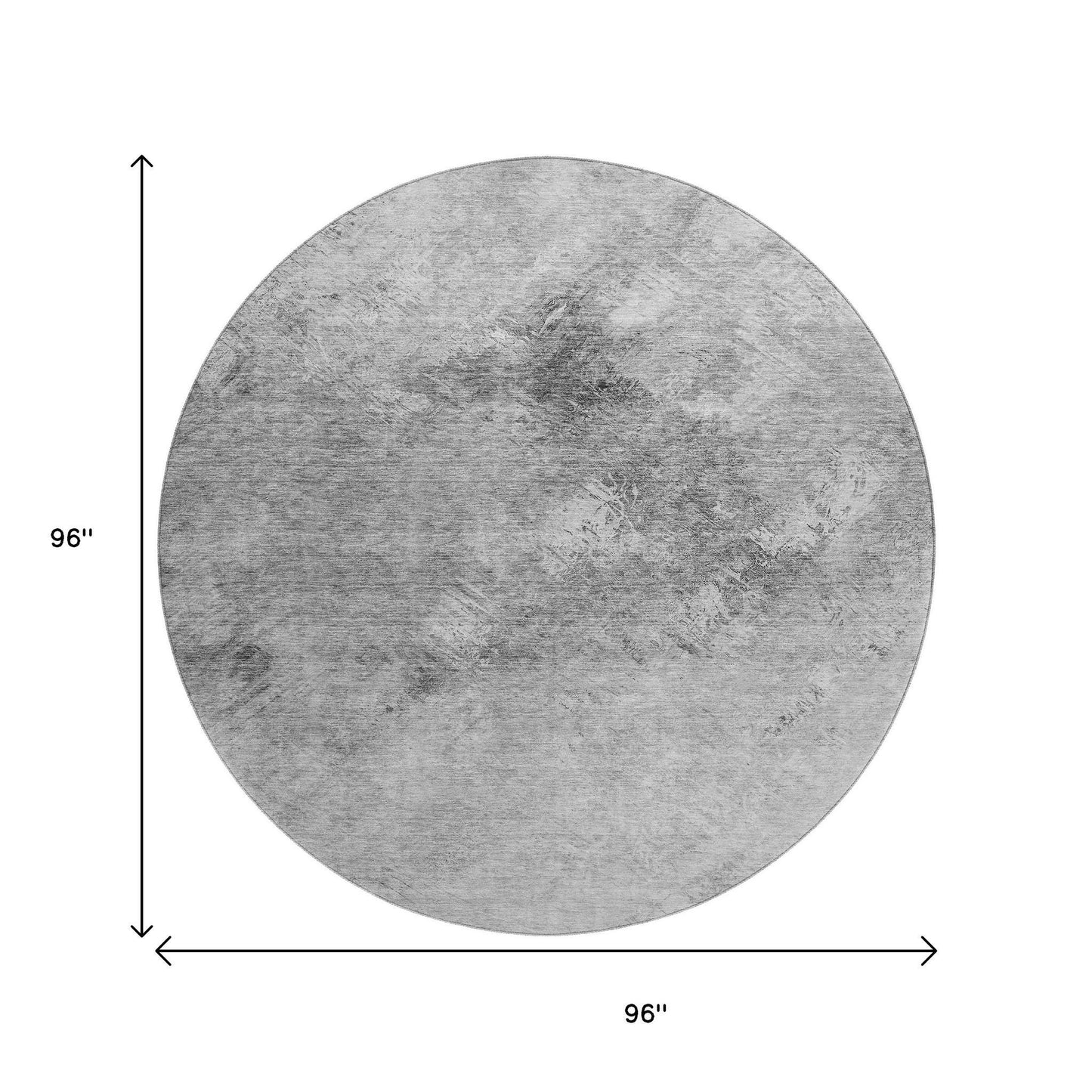 8' Silver And Gray Abstract Washable Round Rug With UV Protection