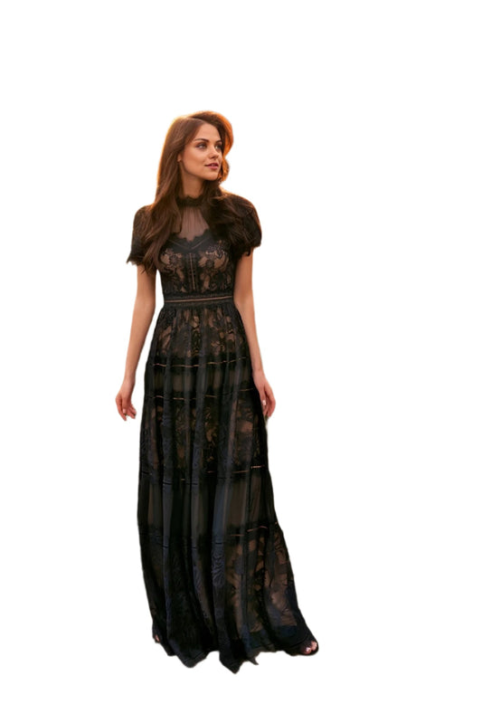 Dylan and Davids Full-Length Lace Formal Gown Black Evening Dress
