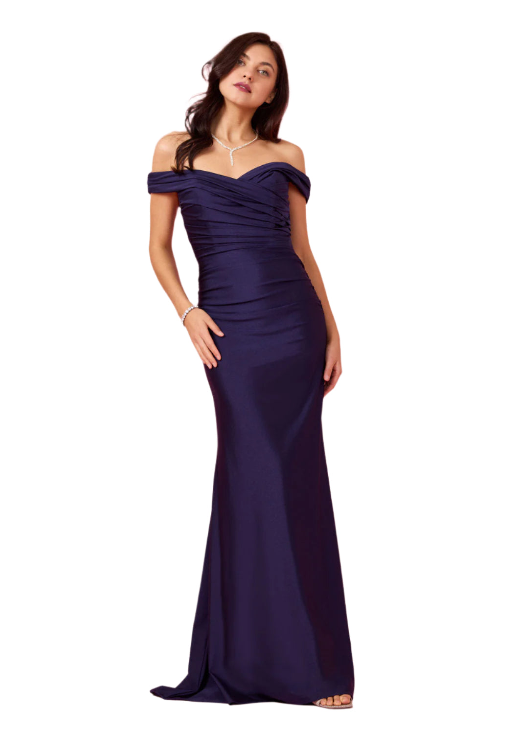 Kos Couture Full-Length Stretch Formal Gown Off Shoulder Dress