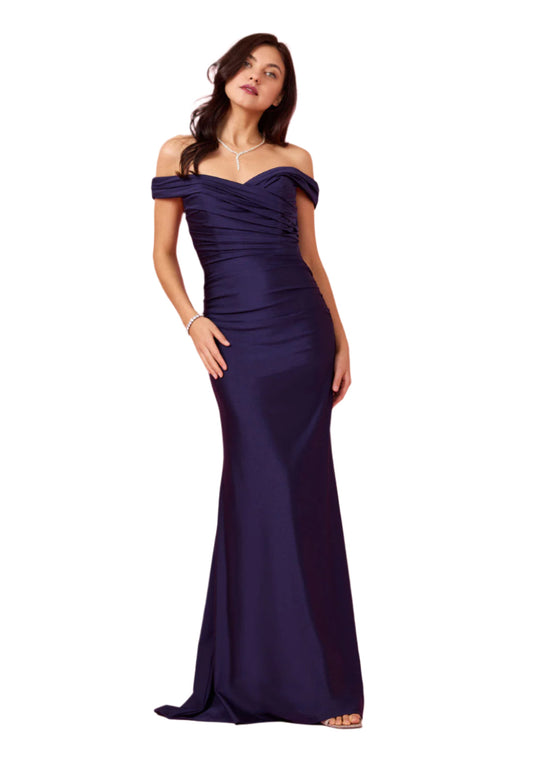 Kos Couture Full-Length Stretch Formal Gown Off Shoulder Dress