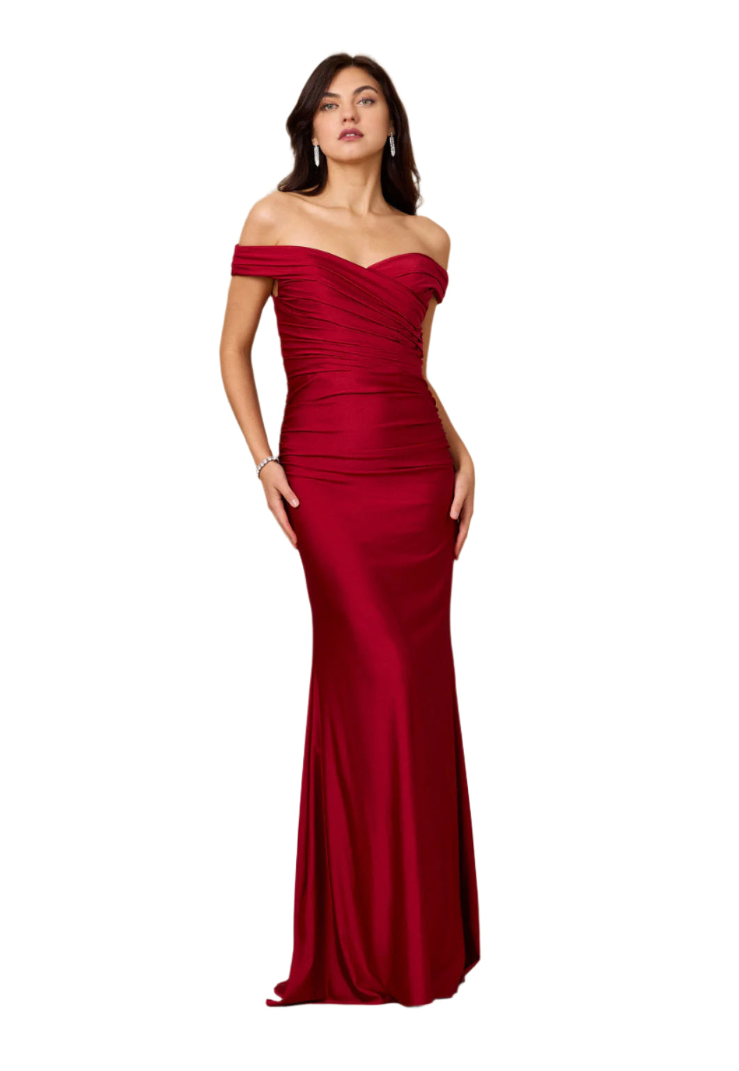 Kos Couture Full-Length Stretch Formal Gown Off Shoulder Dress