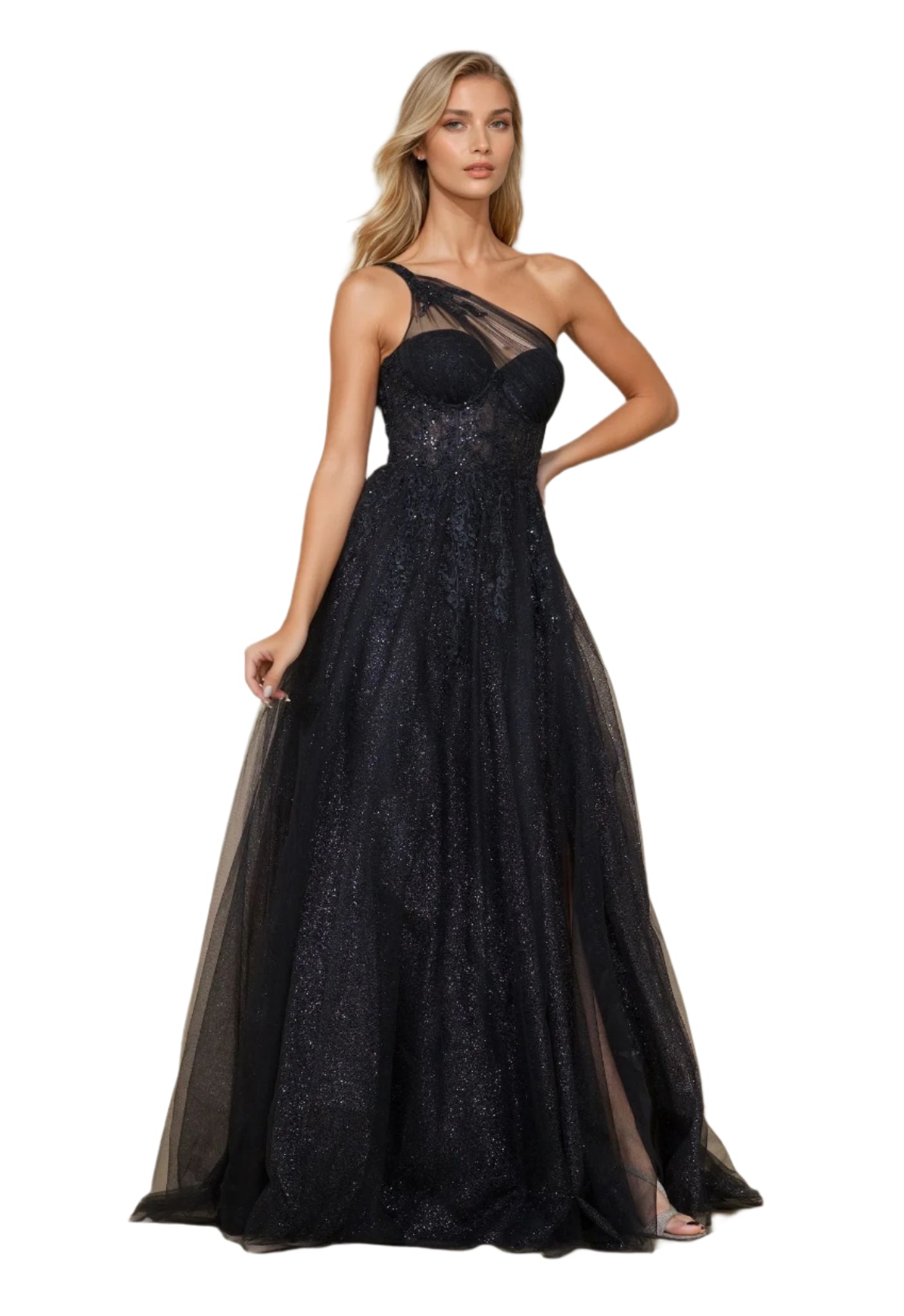 Kos Couture Full-Length Prom Dress One-Shoulder Formal Ball Gown