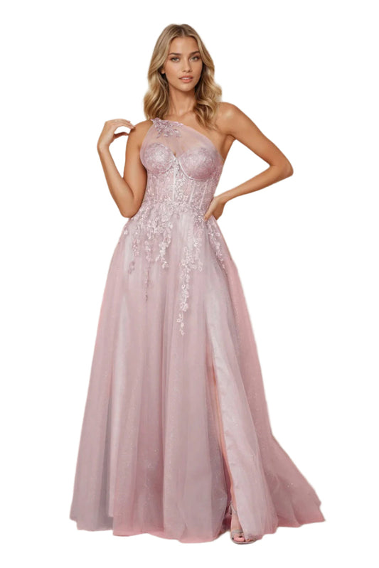 Kos Couture Full-Length Prom Dress One-Shoulder Formal Ball Gown