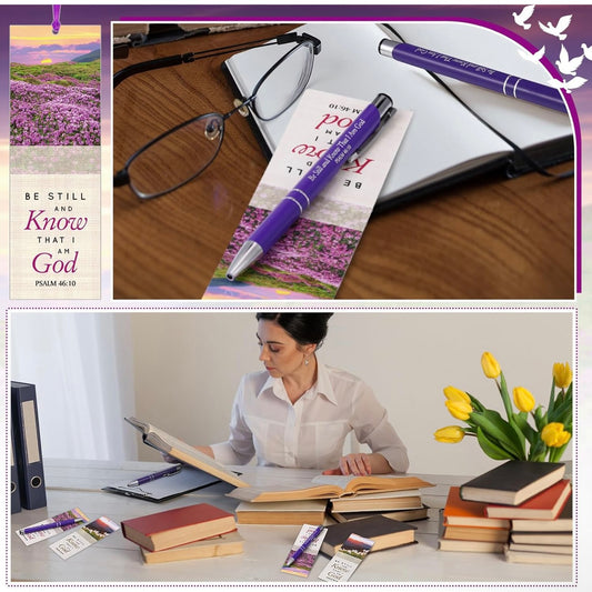 🌸"Be Still" Pen, Bookmark & Scripture Sticky Notes – Daily Reminders of His Word