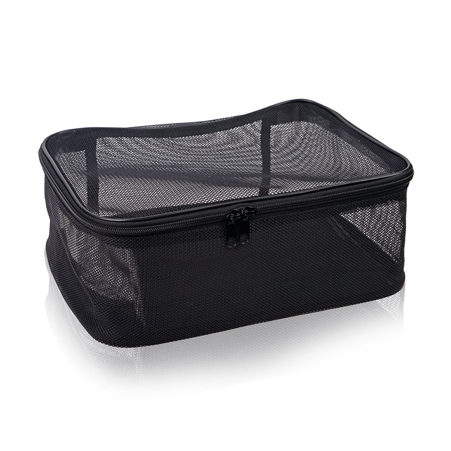 Assorted Size Cosmetics Travel Bag - Black Mesh - 3PC Set